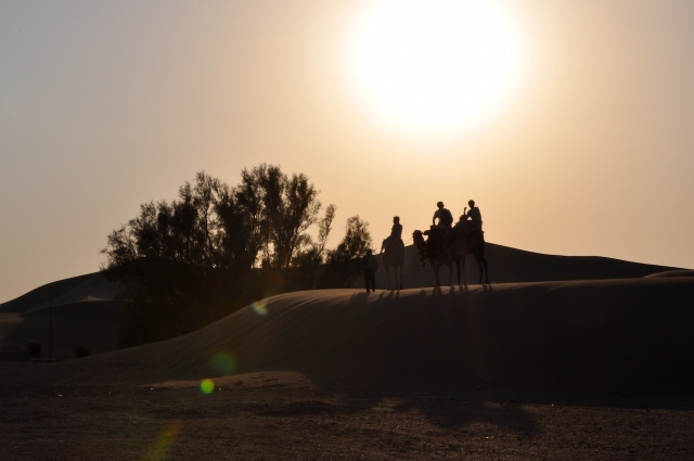 Wüstenexpedition mit dem Kamel im Iran bei angenehmen 43 Grad südlich von Yazd.